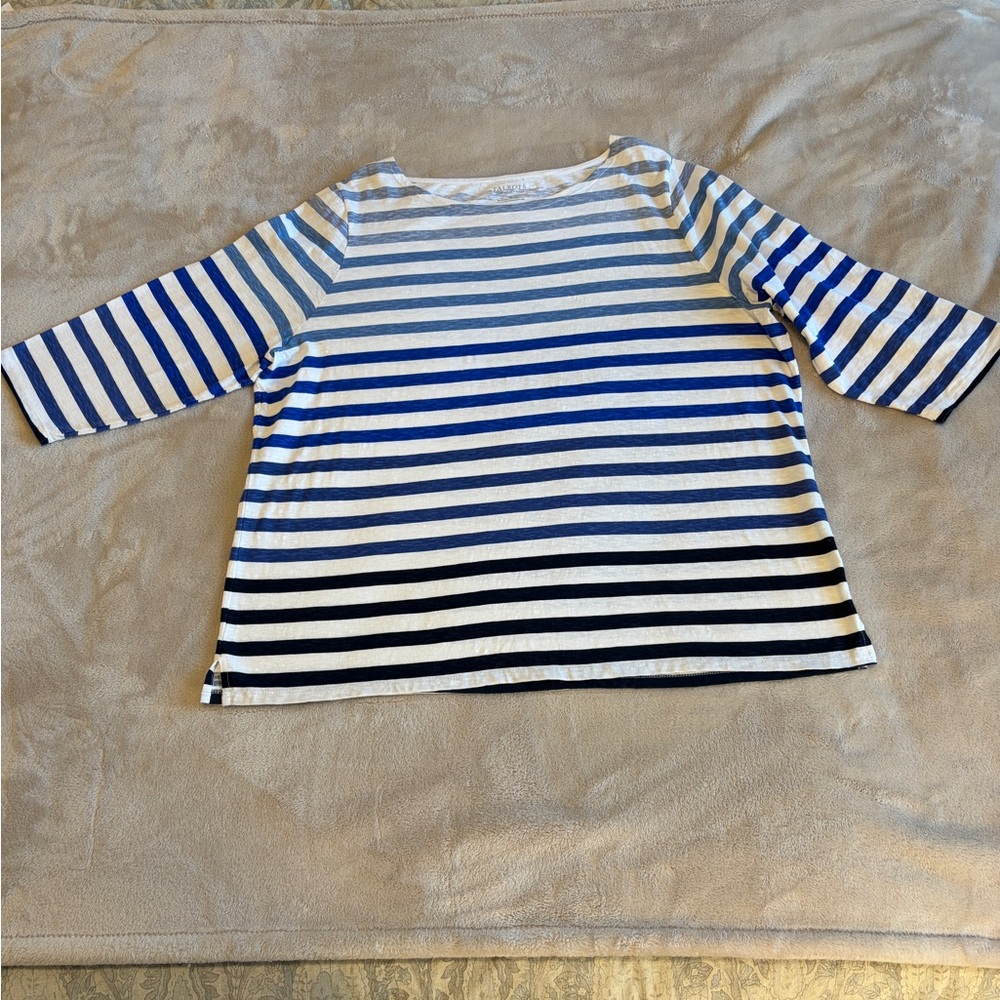 Talbots Blue Ombre Striped Blue and White LS Shirt. Size 3x.